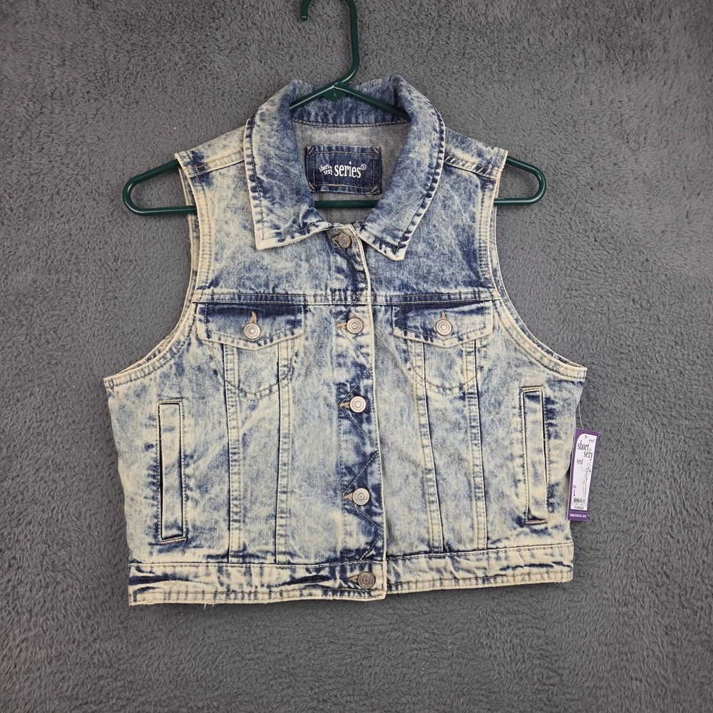 Y2K Series 31 Short & Sexy Denim Vest Women's Large Western Trucker Acid Wash
